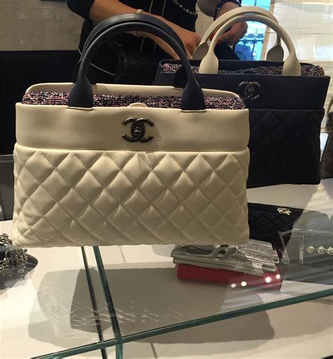 chanel quilted bicolor handle tote bag|chanel large shopping tote price.